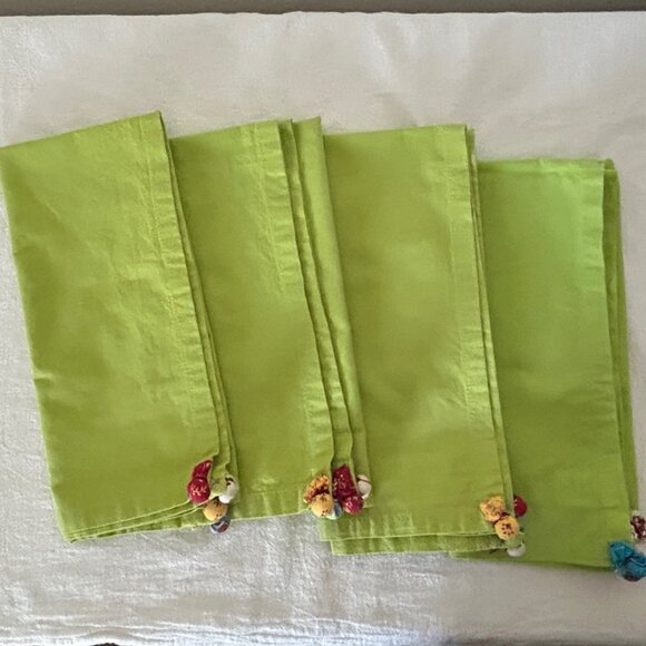 Set of 4 Lime Green Cloth Cotton Napkins - Picture 1 of 10